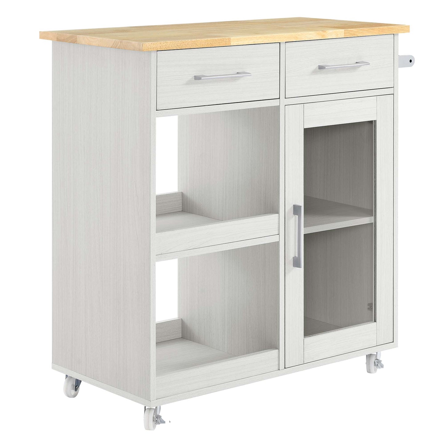 Modway Outlet Culinary Kitchen Cart With Towel Bar by Modway  Bar and Dining Furniture White Natural - EEI-6275-WHI-NAT