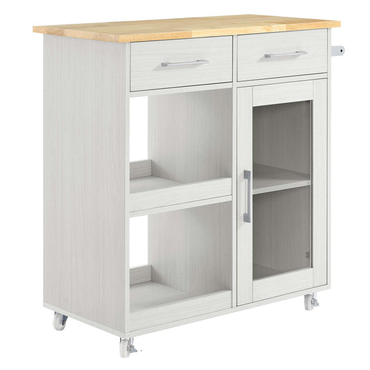 Modway Outlet Culinary Kitchen Cart With Towel Bar by Modway  Bar and Dining Furniture White Natural - EEI-6275-WHI-NAT