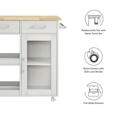 Modway Outlet Culinary Kitchen Cart With Towel Bar by Modway  Bar and Dining Furniture White Natural - EEI-6275-WHI-NAT