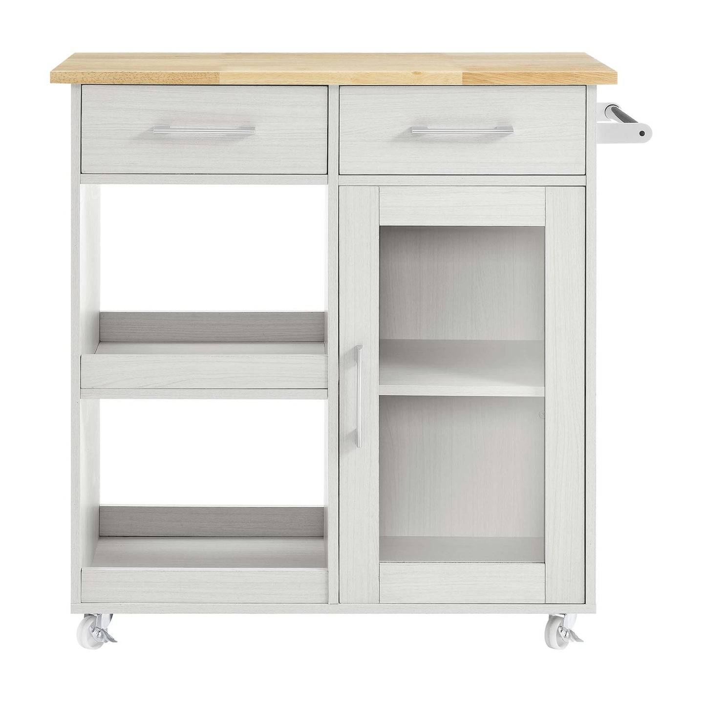 Modway Outlet Culinary Kitchen Cart With Towel Bar by Modway  Bar and Dining Furniture White Natural - EEI-6275-WHI-NAT