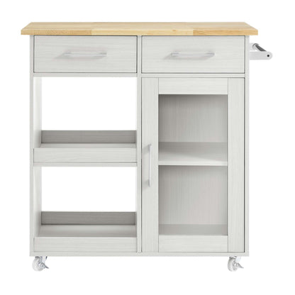 Modway Outlet Culinary Kitchen Cart With Towel Bar by Modway  Bar and Dining Furniture White Natural - EEI-6275-WHI-NAT