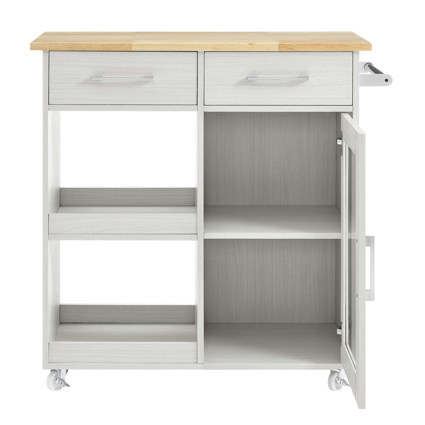 Modway Outlet Culinary Kitchen Cart With Towel Bar by Modway  Bar and Dining Furniture White Natural - EEI-6275-WHI-NAT