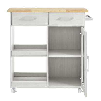 Modway Outlet Culinary Kitchen Cart With Towel Bar by Modway  Bar and Dining Furniture White Natural - EEI-6275-WHI-NAT