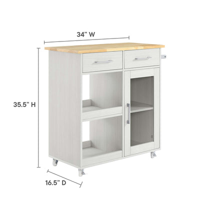 Modway Outlet Culinary Kitchen Cart With Towel Bar by Modway  Bar and Dining Furniture White Natural - EEI-6275-WHI-NAT