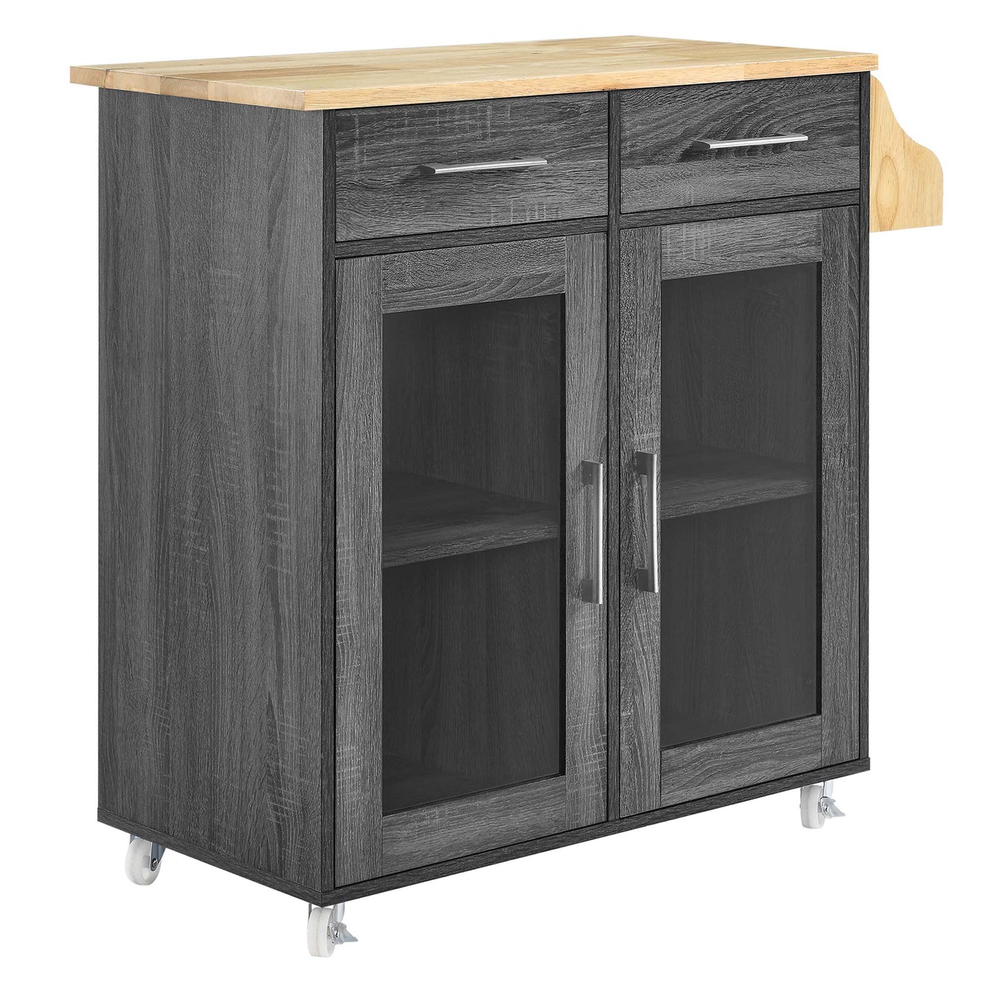 Modway Outlet Cuisine Kitchen Cart by Modway  Bar and Dining Furniture Charcoal Natural - EEI-6276-CHA-NAT