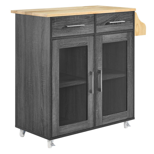 Modway Outlet Cuisine Kitchen Cart by Modway  Bar and Dining Furniture Charcoal Natural - EEI-6276-CHA-NAT