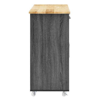 Modway Outlet Cuisine Kitchen Cart by Modway  Bar and Dining Furniture Charcoal Natural - EEI-6276-CHA-NAT