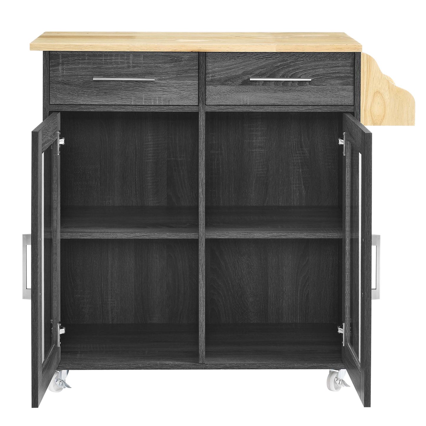 Modway Outlet Cuisine Kitchen Cart by Modway  Bar and Dining Furniture Charcoal Natural - EEI-6276-CHA-NAT
