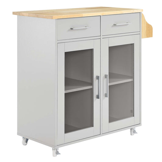 Modway Outlet Cuisine Kitchen Cart by Modway  Bar and Dining Furniture Light Gray Natural - EEI-6276-LGR-NAT