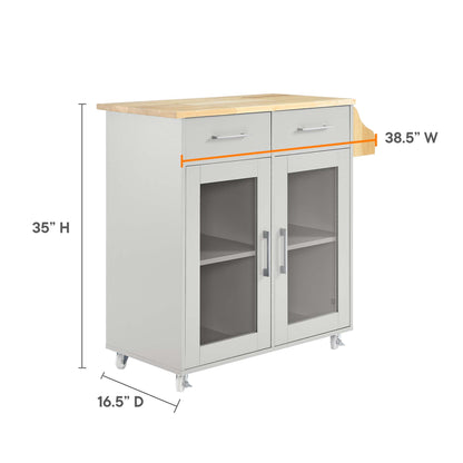 Modway Outlet Cuisine Kitchen Cart by Modway  Bar and Dining Furniture Light Gray Natural - EEI-6276-LGR-NAT