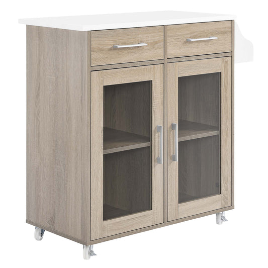 Modway Outlet Cuisine Kitchen Cart by Modway  Bar and Dining Furniture Oak White - EEI-6276-OAK-WHI