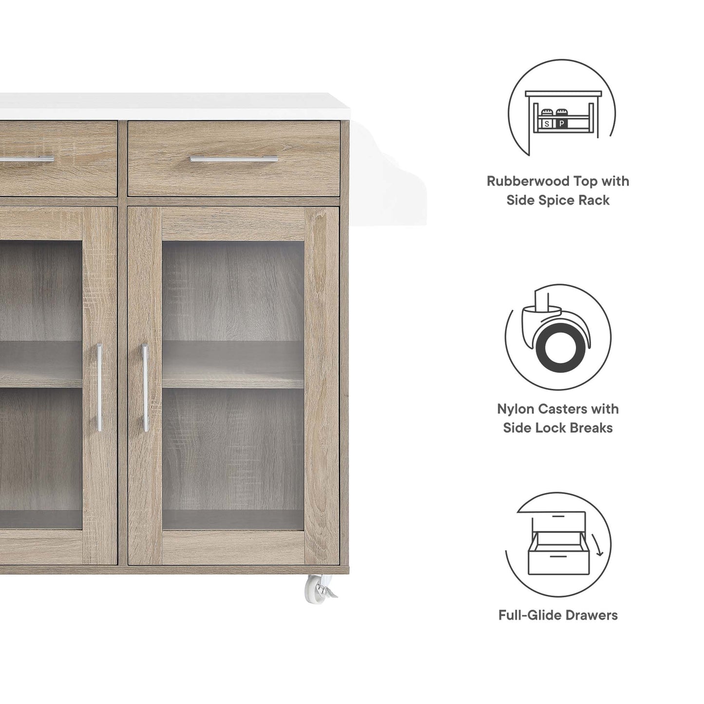 Modway Outlet Cuisine Kitchen Cart by Modway  Bar and Dining Furniture Oak White - EEI-6276-OAK-WHI