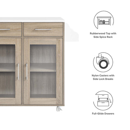 Modway Outlet Cuisine Kitchen Cart by Modway  Bar and Dining Furniture Oak White - EEI-6276-OAK-WHI