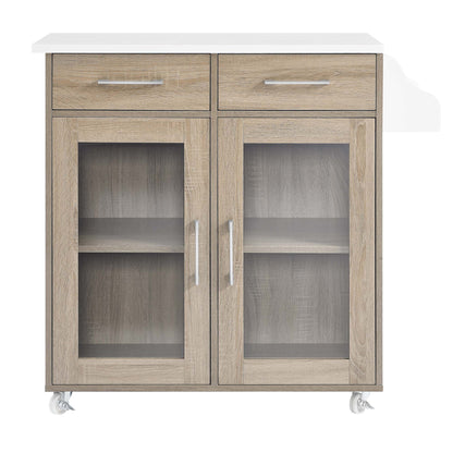 Modway Outlet Cuisine Kitchen Cart by Modway  Bar and Dining Furniture Oak White - EEI-6276-OAK-WHI