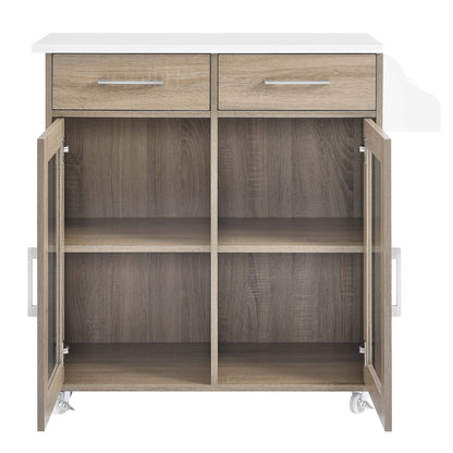 Modway Outlet Cuisine Kitchen Cart by Modway  Bar and Dining Furniture Oak White - EEI-6276-OAK-WHI