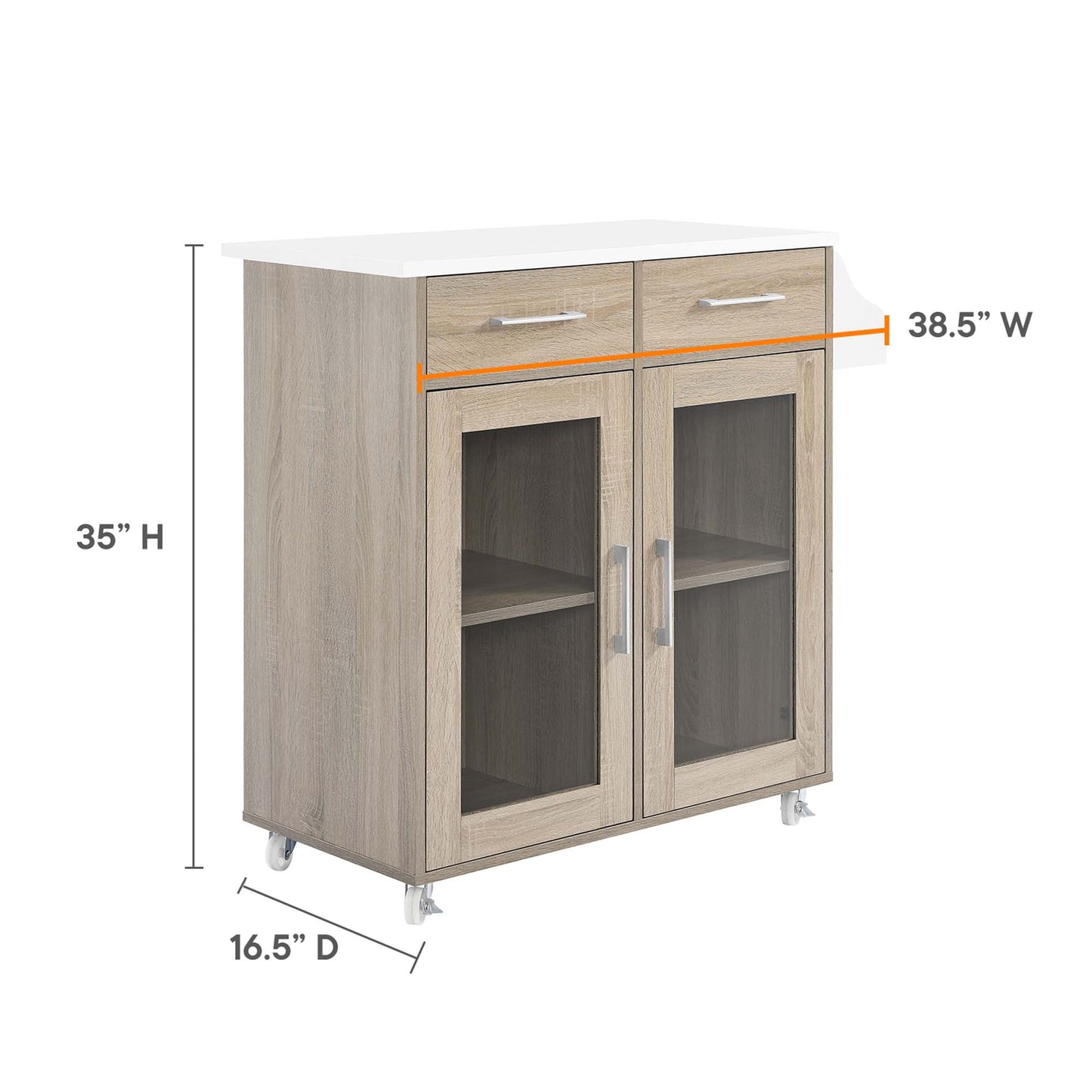Modway Outlet Cuisine Kitchen Cart by Modway  Bar and Dining Furniture Oak White - EEI-6276-OAK-WHI
