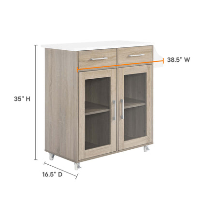 Modway Outlet Cuisine Kitchen Cart by Modway  Bar and Dining Furniture Oak White - EEI-6276-OAK-WHI