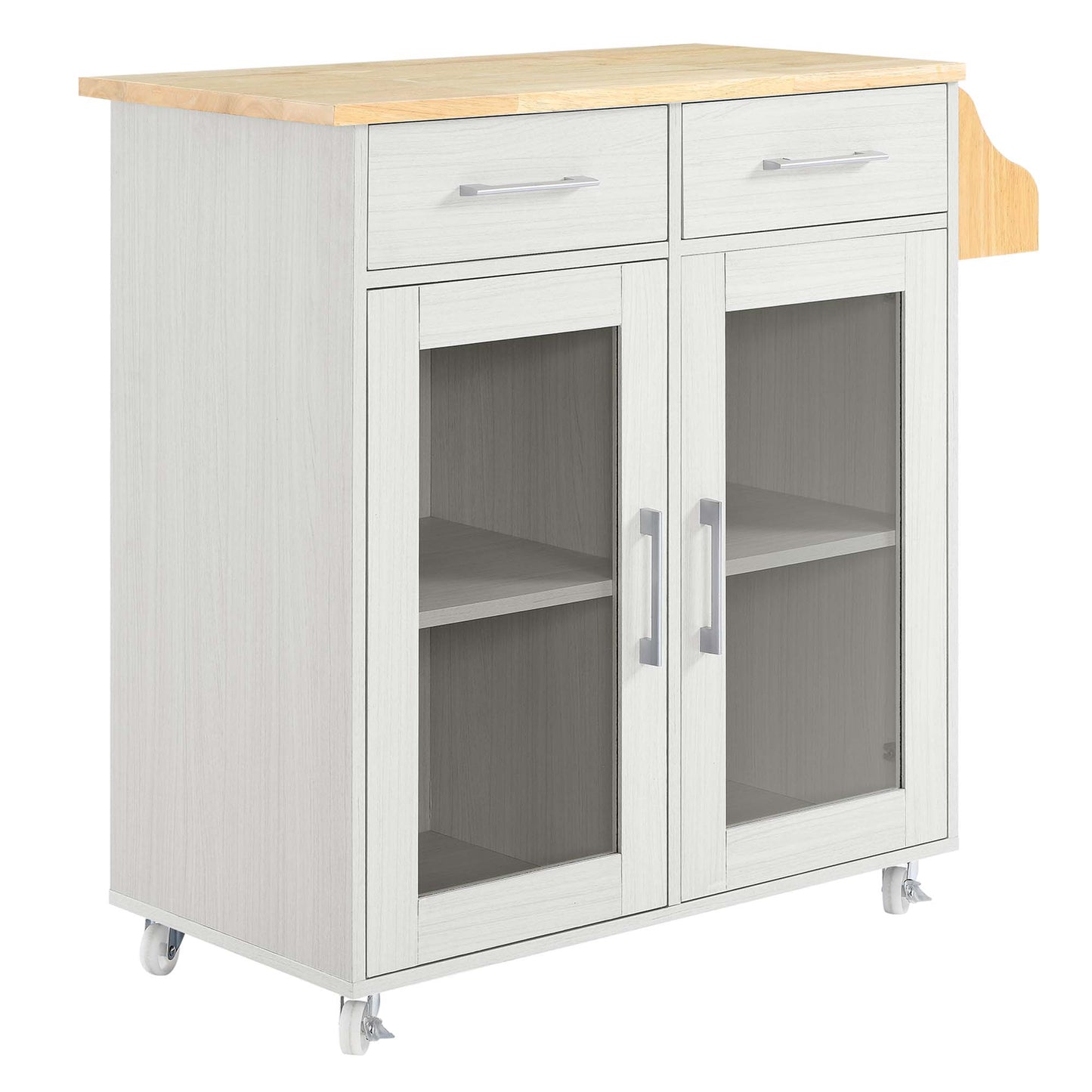Modway Outlet Cuisine Kitchen Cart by Modway  Bar and Dining Furniture White Natural - EEI-6276-WHI-NAT