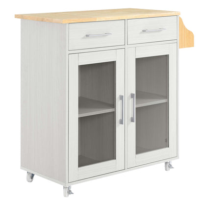 Modway Outlet Cuisine Kitchen Cart by Modway  Bar and Dining Furniture White Natural - EEI-6276-WHI-NAT