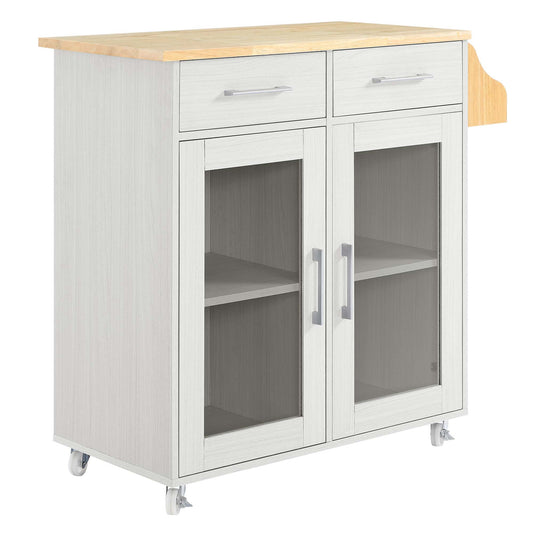 Modway Outlet Cuisine Kitchen Cart by Modway  Bar and Dining Furniture White Natural - EEI-6276-WHI-NAT