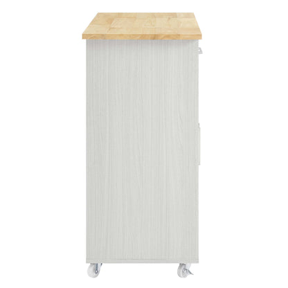 Modway Outlet Cuisine Kitchen Cart by Modway  Bar and Dining Furniture White Natural - EEI-6276-WHI-NAT