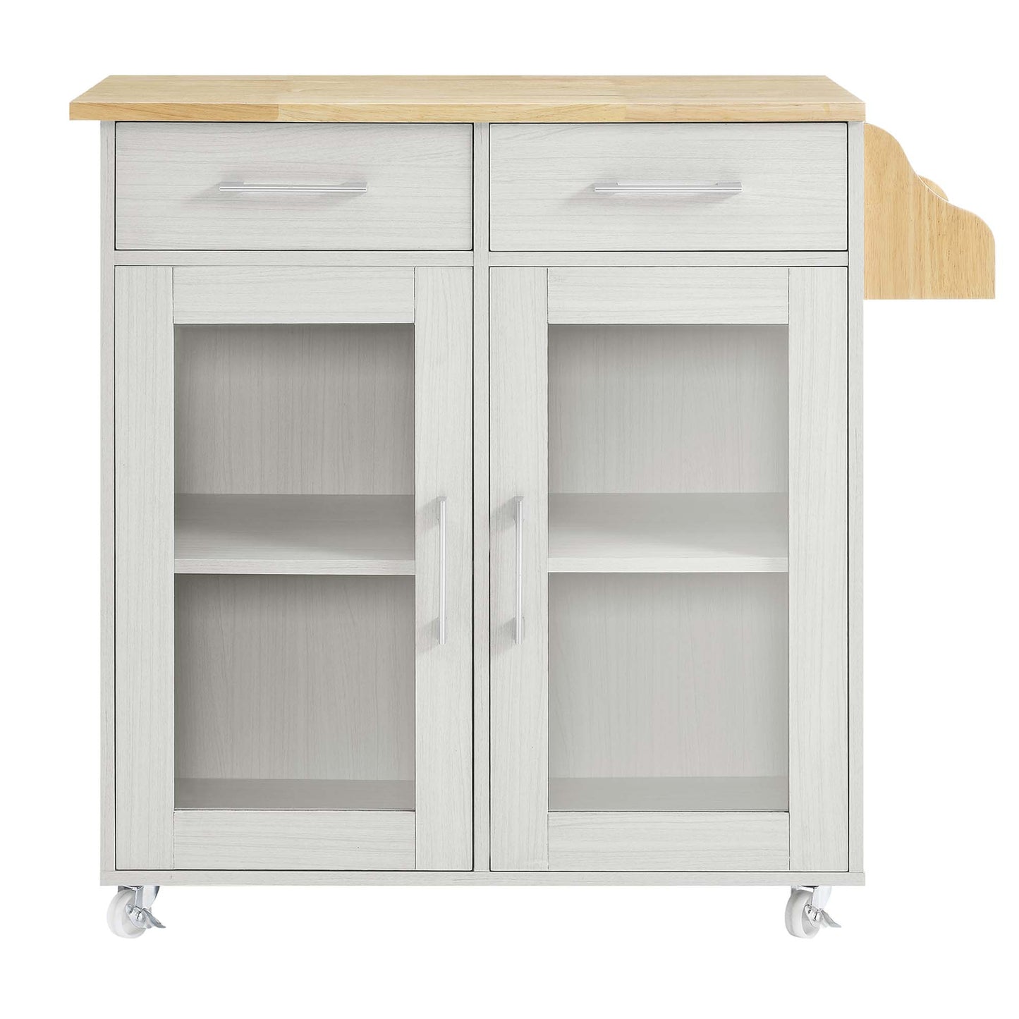 Modway Outlet Cuisine Kitchen Cart by Modway  Bar and Dining Furniture White Natural - EEI-6276-WHI-NAT