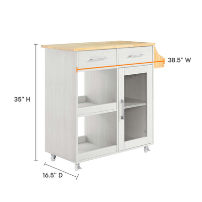 Modway Outlet Cuisine Kitchen Cart by Modway  Bar and Dining Furniture White Natural - EEI-6276-WHI-NAT