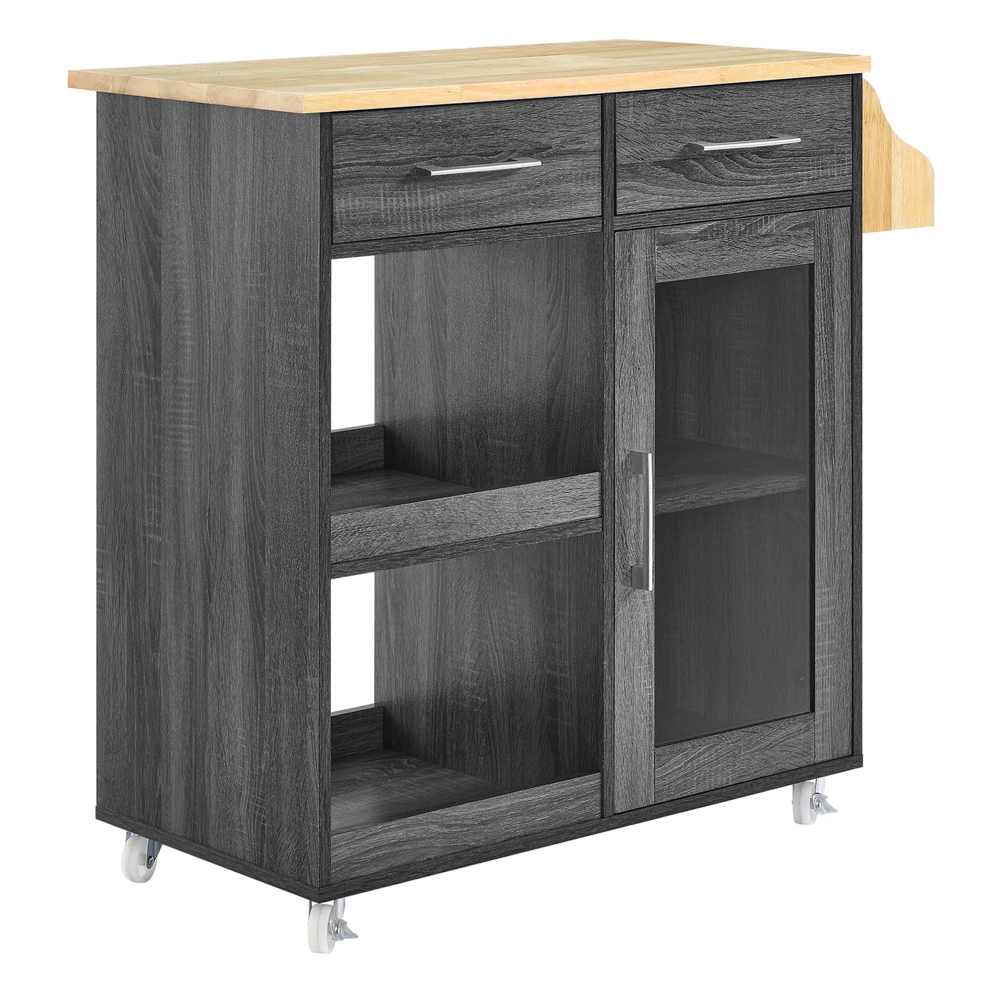 Modway Outlet Culinary Kitchen Cart With Spice Rack by Modway  Bar and Dining Furniture Charcoal Natural - EEI-6277-CHA-NAT