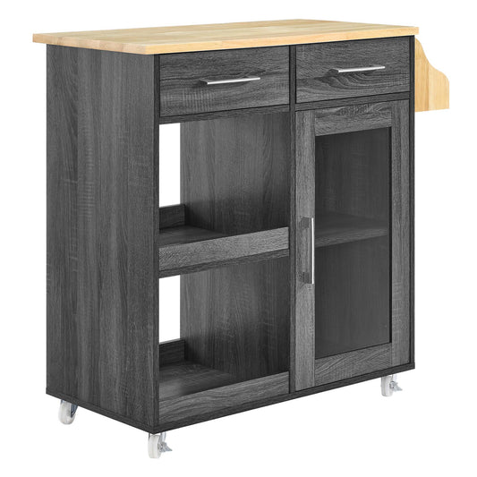 Modway Outlet Culinary Kitchen Cart With Spice Rack by Modway  Bar and Dining Furniture Charcoal Natural - EEI-6277-CHA-NAT
