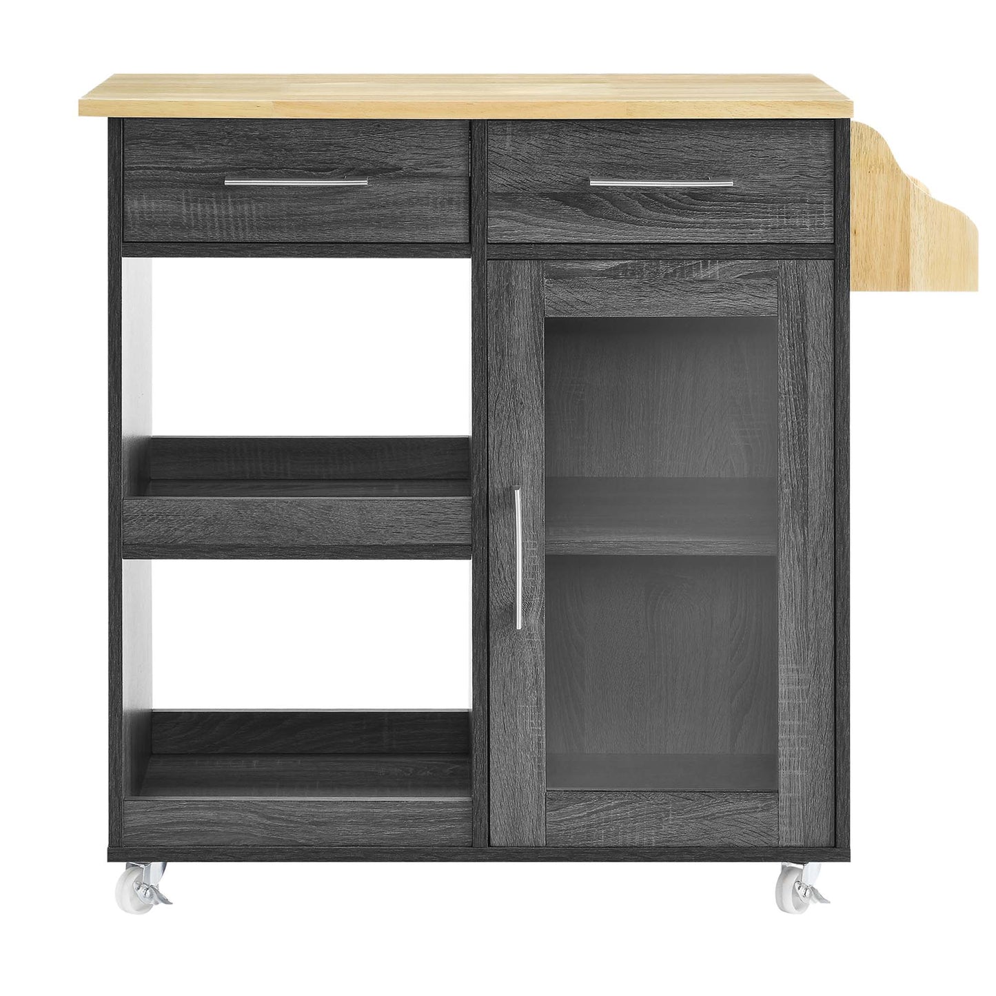 Modway Outlet Culinary Kitchen Cart With Spice Rack by Modway  Bar and Dining Furniture Charcoal Natural - EEI-6277-CHA-NAT