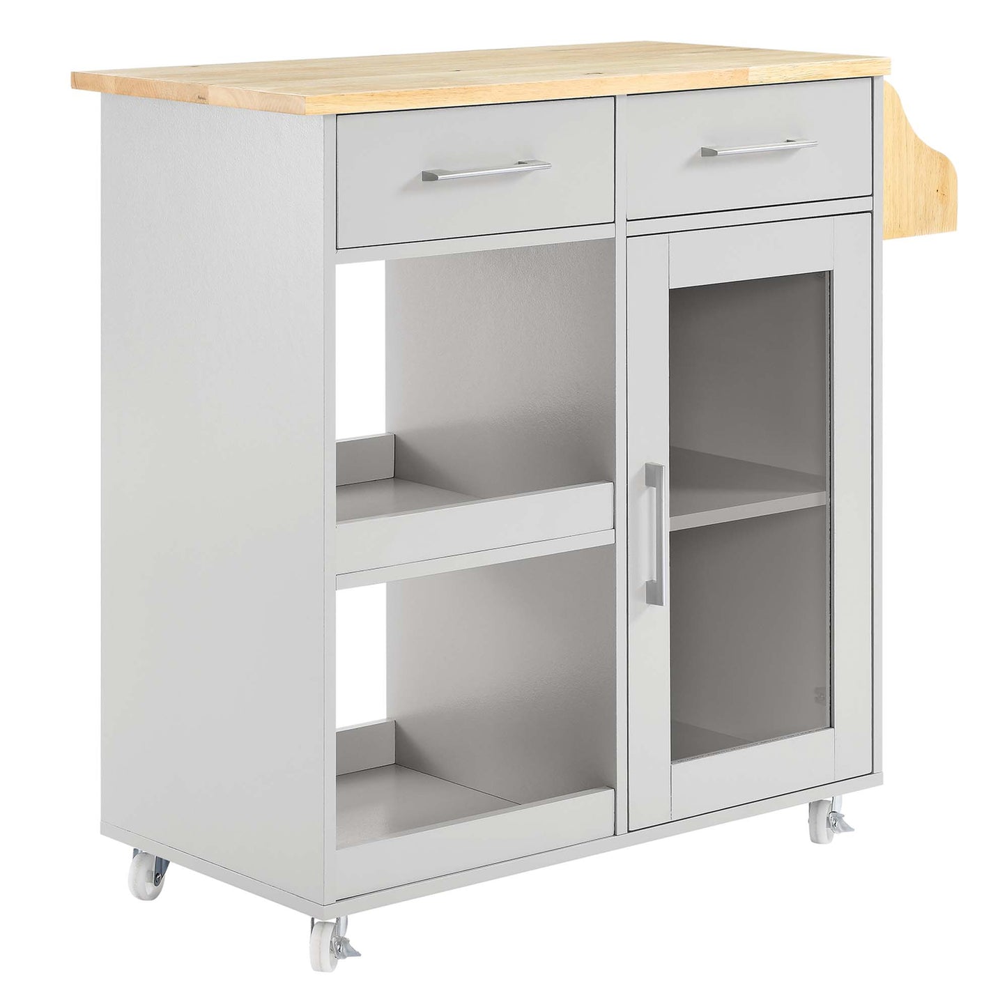 Modway Outlet Culinary Kitchen Cart With Spice Rack by Modway  Bar and Dining Furniture Light Gray Natural - EEI-6277-LGR-NAT