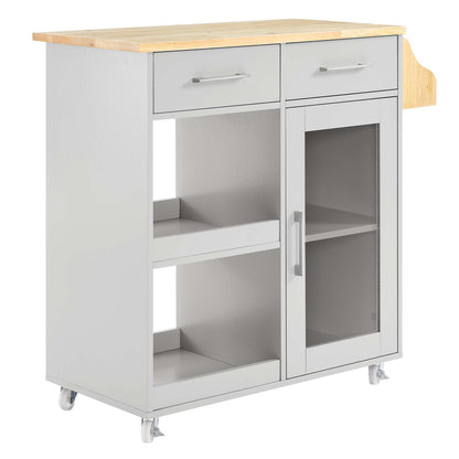 Modway Outlet Culinary Kitchen Cart With Spice Rack by Modway  Bar and Dining Furniture Light Gray Natural - EEI-6277-LGR-NAT