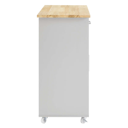 Modway Outlet Culinary Kitchen Cart With Spice Rack by Modway  Bar and Dining Furniture Light Gray Natural - EEI-6277-LGR-NAT