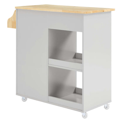 Modway Outlet Culinary Kitchen Cart With Spice Rack by Modway  Bar and Dining Furniture Light Gray Natural - EEI-6277-LGR-NAT