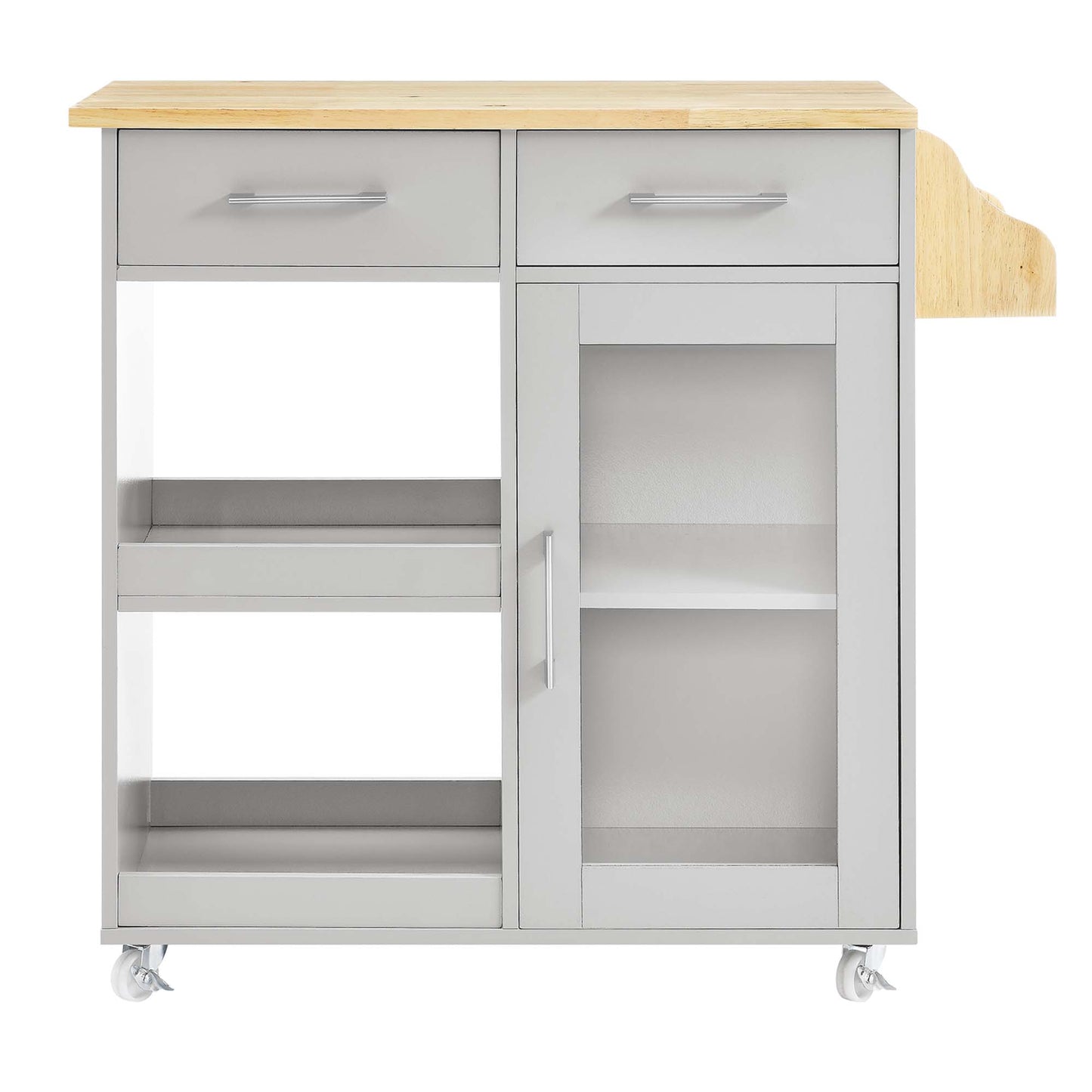 Modway Outlet Culinary Kitchen Cart With Spice Rack by Modway  Bar and Dining Furniture Light Gray Natural - EEI-6277-LGR-NAT