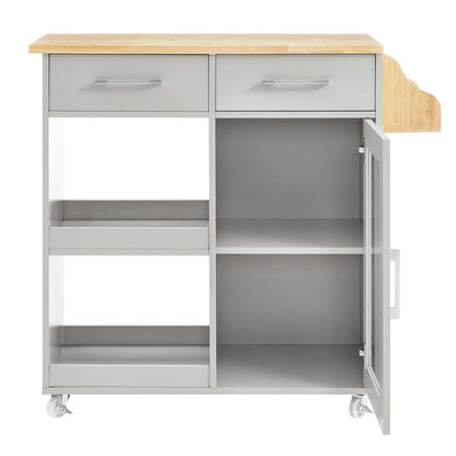 Modway Outlet Culinary Kitchen Cart With Spice Rack by Modway  Bar and Dining Furniture Light Gray Natural - EEI-6277-LGR-NAT