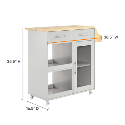 Modway Outlet Culinary Kitchen Cart With Spice Rack by Modway  Bar and Dining Furniture Light Gray Natural - EEI-6277-LGR-NAT