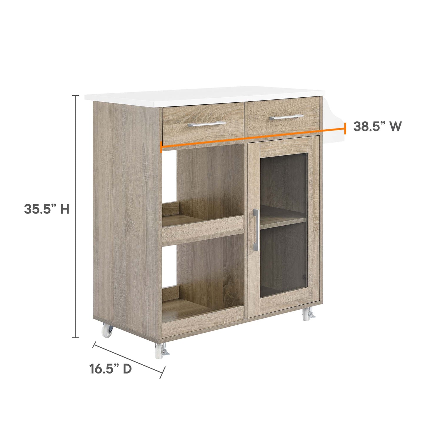 Modway Outlet Culinary Kitchen Cart With Spice Rack by Modway  Bar and Dining Furniture Oak White - EEI-6277-OAK-WHI