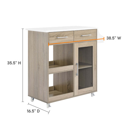 Modway Outlet Culinary Kitchen Cart With Spice Rack by Modway  Bar and Dining Furniture Oak White - EEI-6277-OAK-WHI