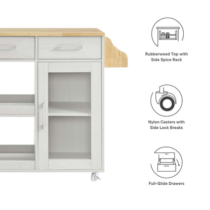 Modway Outlet Culinary Kitchen Cart With Spice Rack by Modway  Bar and Dining Furniture White Natural - EEI-6277-WHI-NAT