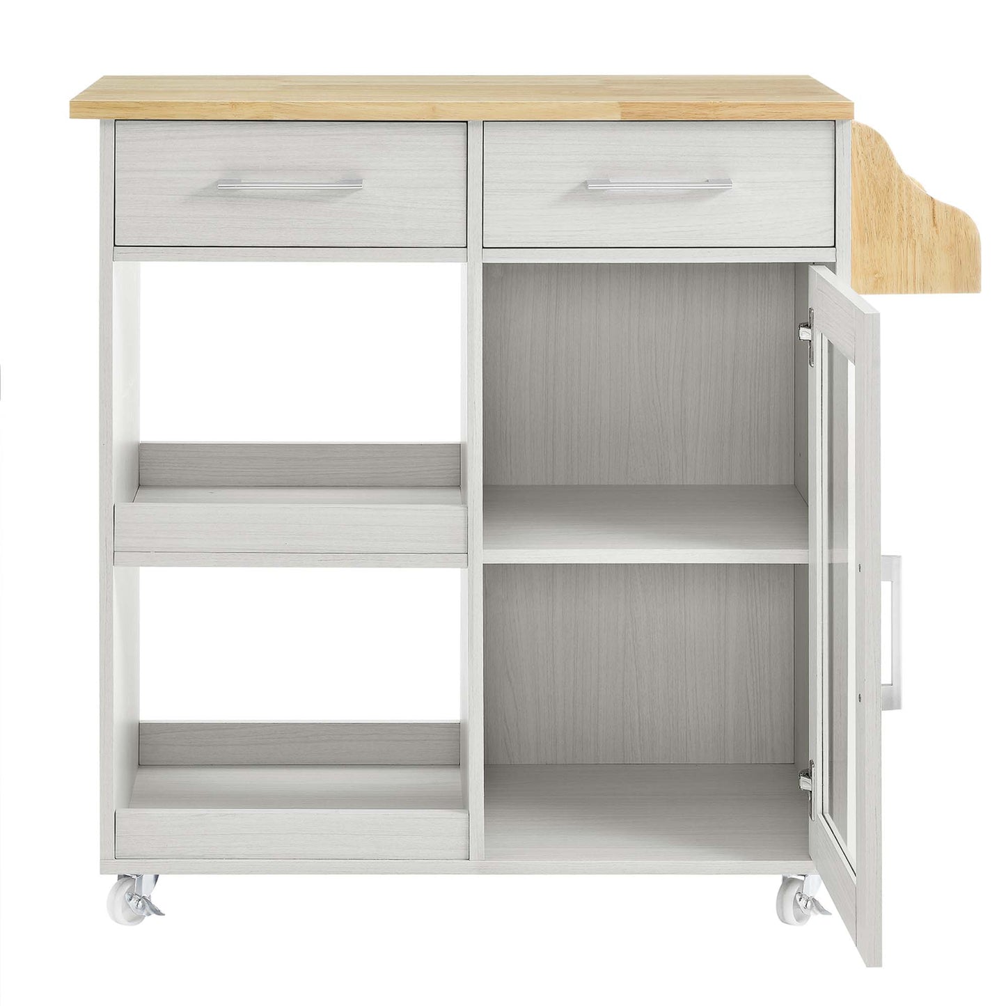 Modway Outlet Culinary Kitchen Cart With Spice Rack by Modway  Bar and Dining Furniture White Natural - EEI-6277-WHI-NAT