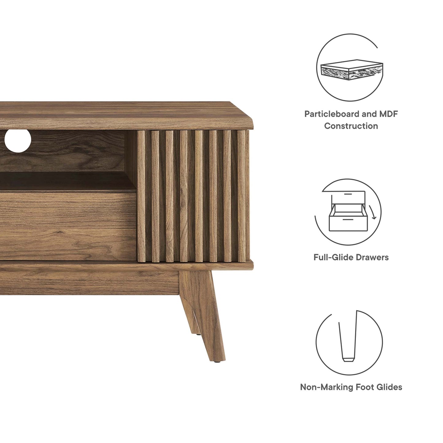 Modway Outlet Eudora 60" TV Stand by Modway  Living Room Furniture Walnut - EEI-6279-WAL