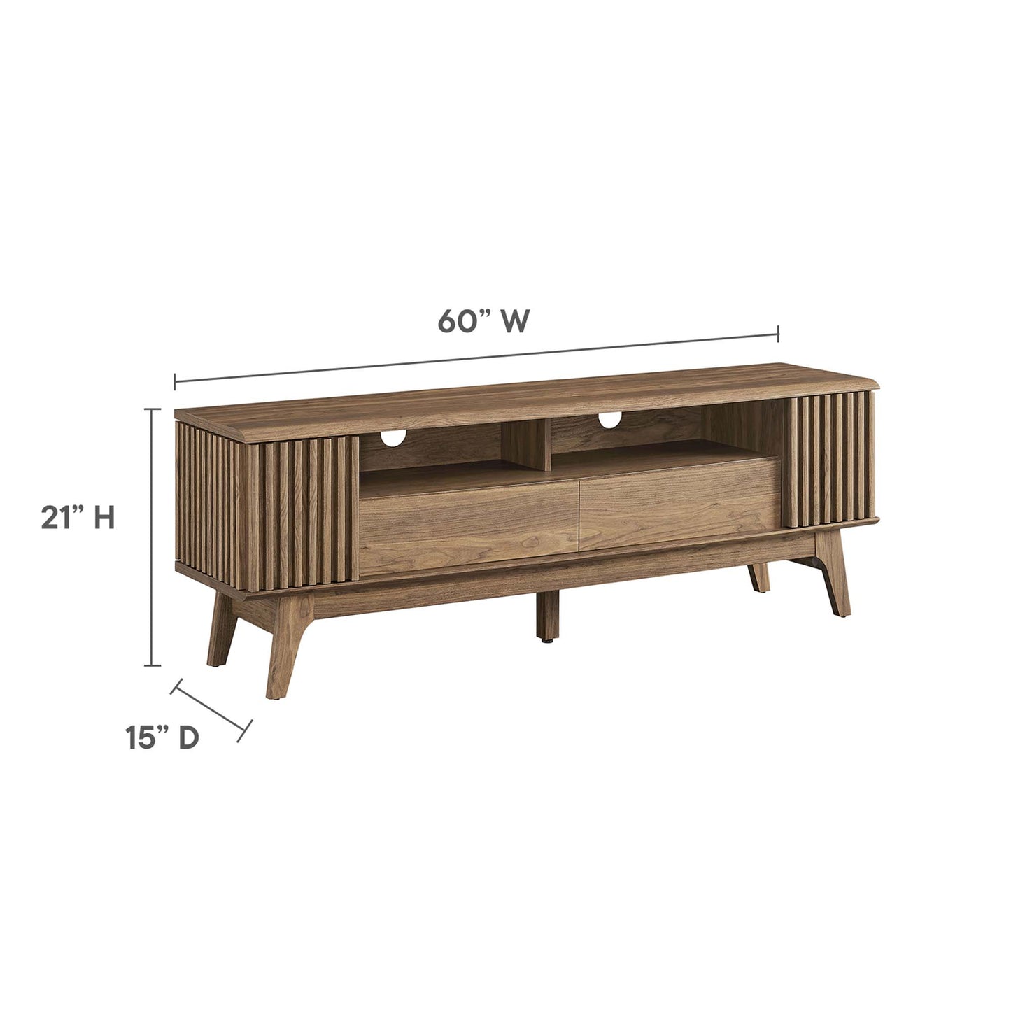 Modway Outlet Eudora 60" TV Stand by Modway  Living Room Furniture Walnut - EEI-6279-WAL