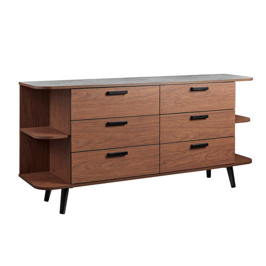 Modway Outlet Langston Open Display Storage Sideboard by Modway  Living Room Furniture Walnut Gray - EEI-6281-WAL-GRY