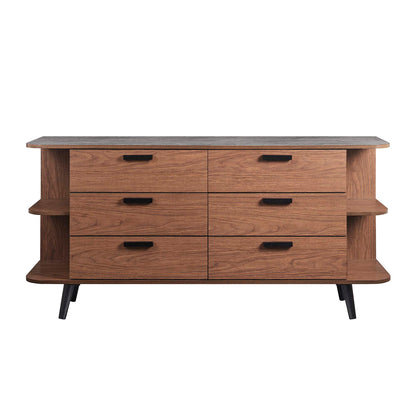 Modway Outlet Langston Open Display Storage Sideboard by Modway  Living Room Furniture Walnut Gray - EEI-6281-WAL-GRY