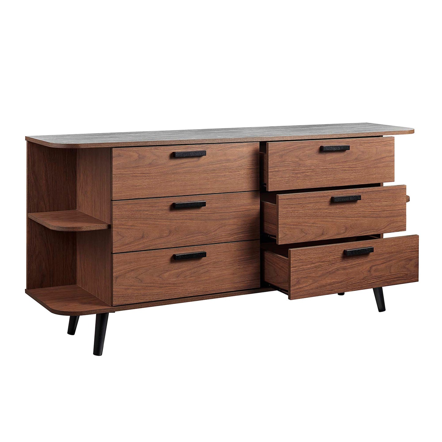 Modway Outlet Langston Open Display Storage Sideboard by Modway  Living Room Furniture Walnut Gray - EEI-6281-WAL-GRY