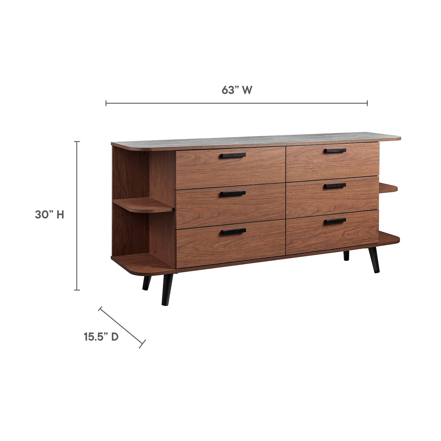 Modway Outlet Langston Open Display Storage Sideboard by Modway  Living Room Furniture Walnut Gray - EEI-6281-WAL-GRY