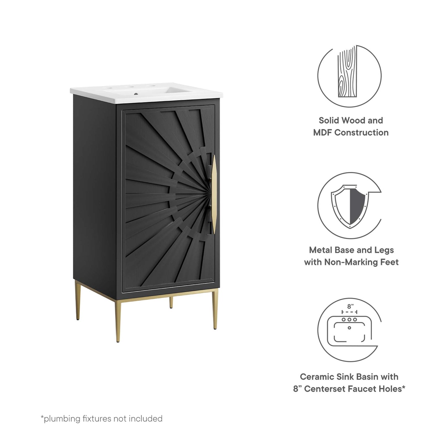 Modway - Awaken 18" Bathroom Vanity by Modway  Bathroom Vanities Black - EEI-6285-WHI-BLK