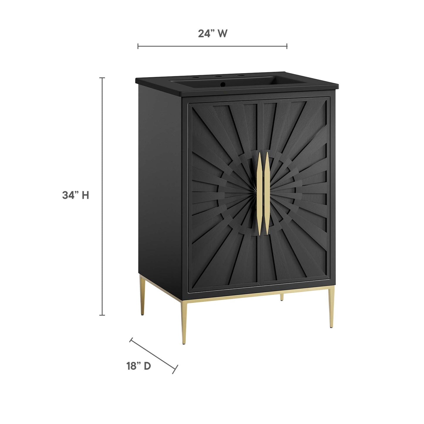 Modway - Awaken 24" Bathroom Vanity by Modway  Bathroom Vanities Black - EEI-6291-BLK-BLK