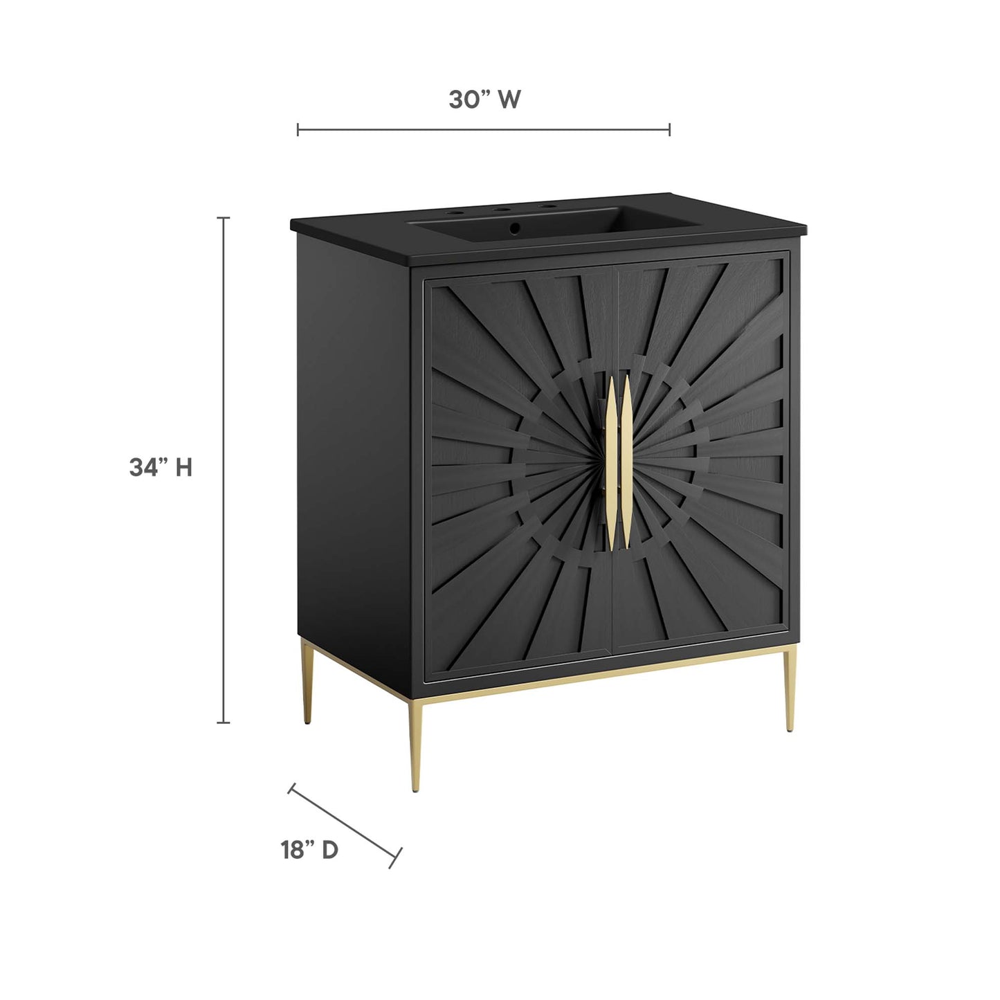 Modway - Awaken 30" Bathroom Vanity by Modway  Bathroom Vanities Black - EEI-6295-BLK-BLK
